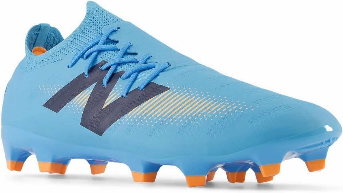 New Balance Unisex Furon Destroy FG V7  Soccer Shoe, Team Sky Blue/Mango, 7 US Men