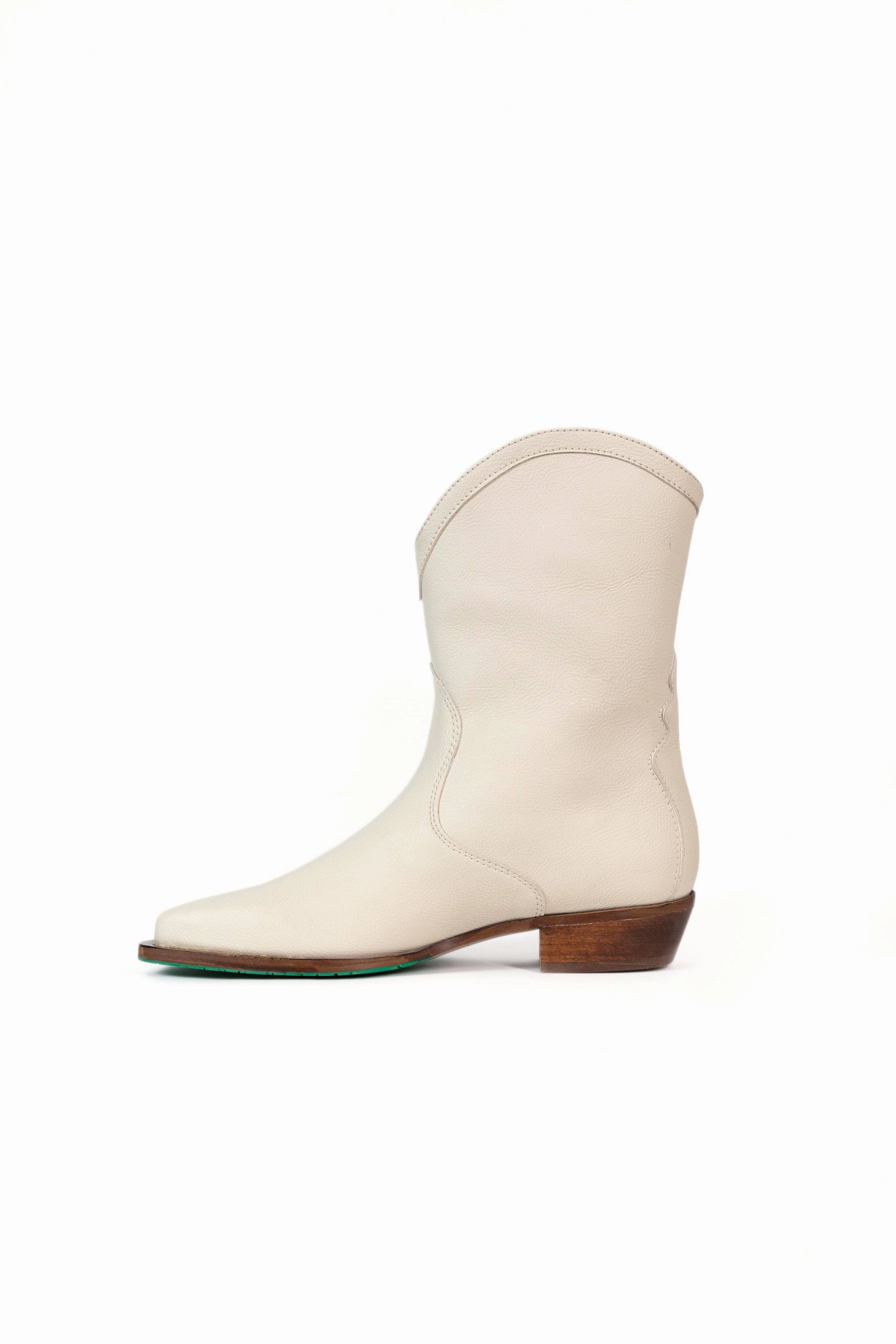 Nicole Vegan Apple Leather Cowboy Boots | Cream