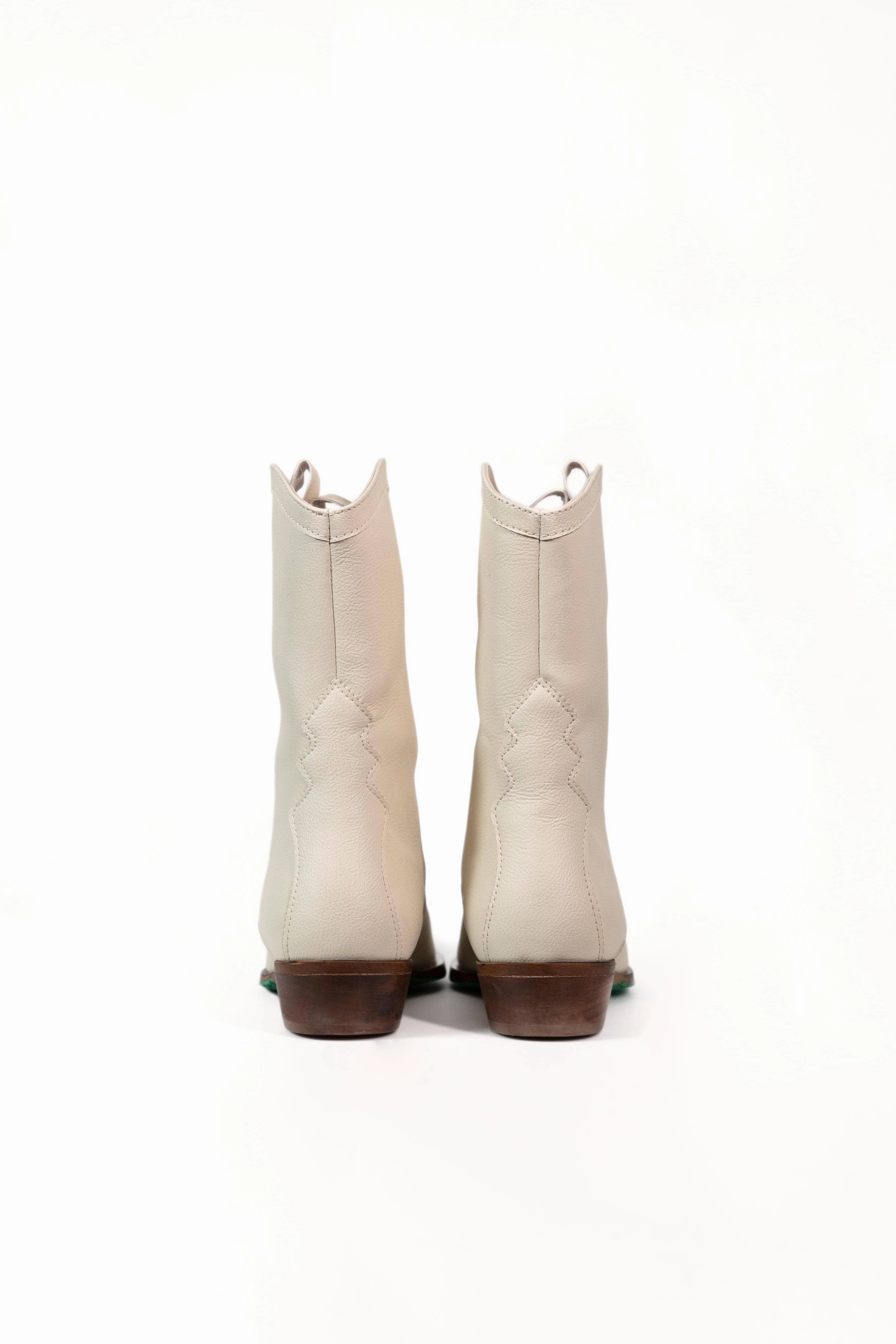 Nicole Vegan Apple Leather Cowboy Boots | Cream