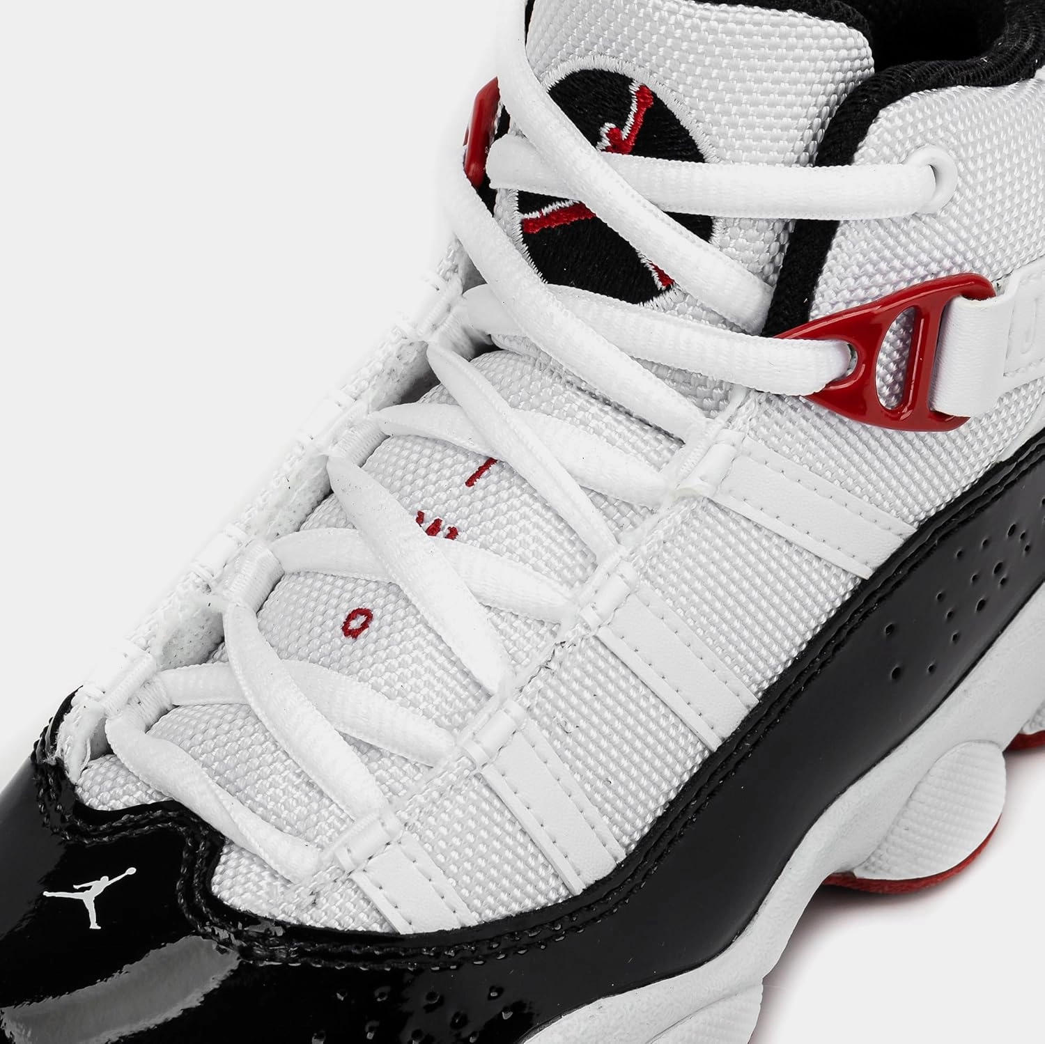 Nike 6 Rings Preschool Basketball Shoes (White/Black/Varsity Red)