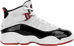 Nike 6 Rings Preschool Basketball Shoes (White/Black/Varsity Red)