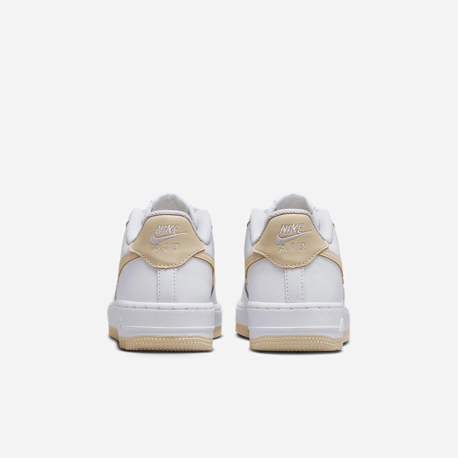 Nike Air Force 1 Big Kids' Shoes (FV5948-118, White/White/Light Khaki)
