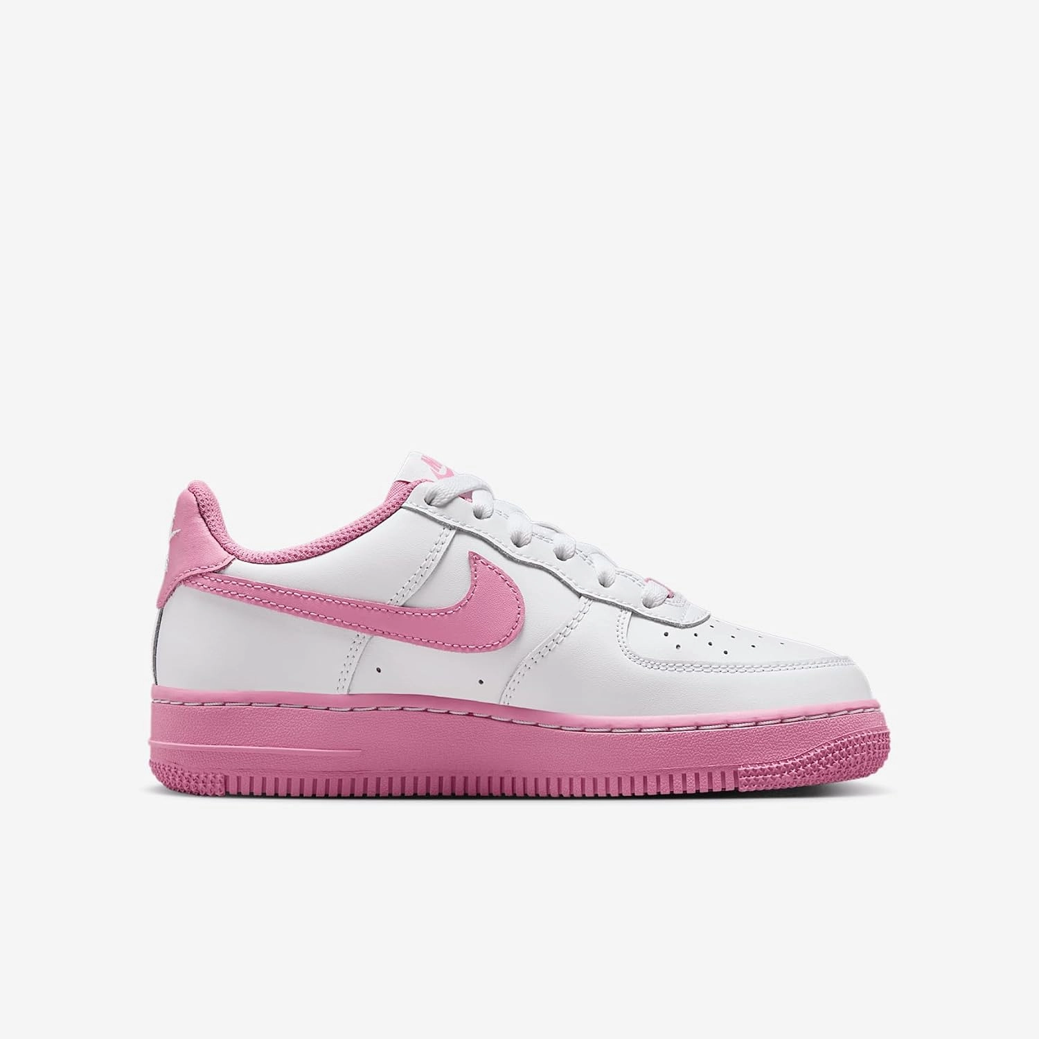 Nike Air Force 1 Low Grade School Lifestyle Shoes (White/Flamingo/Pink) (IB4411-100, Pink/White)