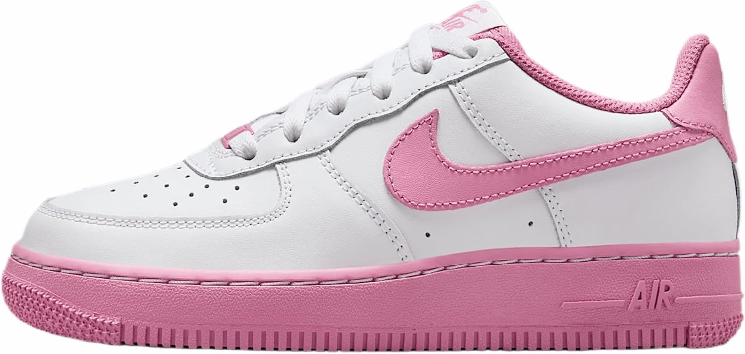 Nike Air Force 1 Low Grade School Lifestyle Shoes (White/Flamingo/Pink) (IB4411-100, Pink/White)