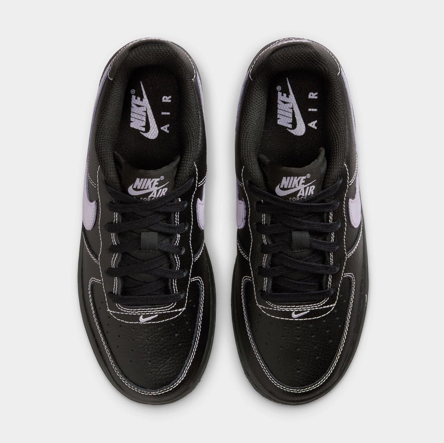 Nike Air Force 1 LV8 Grade School Basketball Shoes (Black/Hydrangeas) (HJ4563-001, Black/Purple)