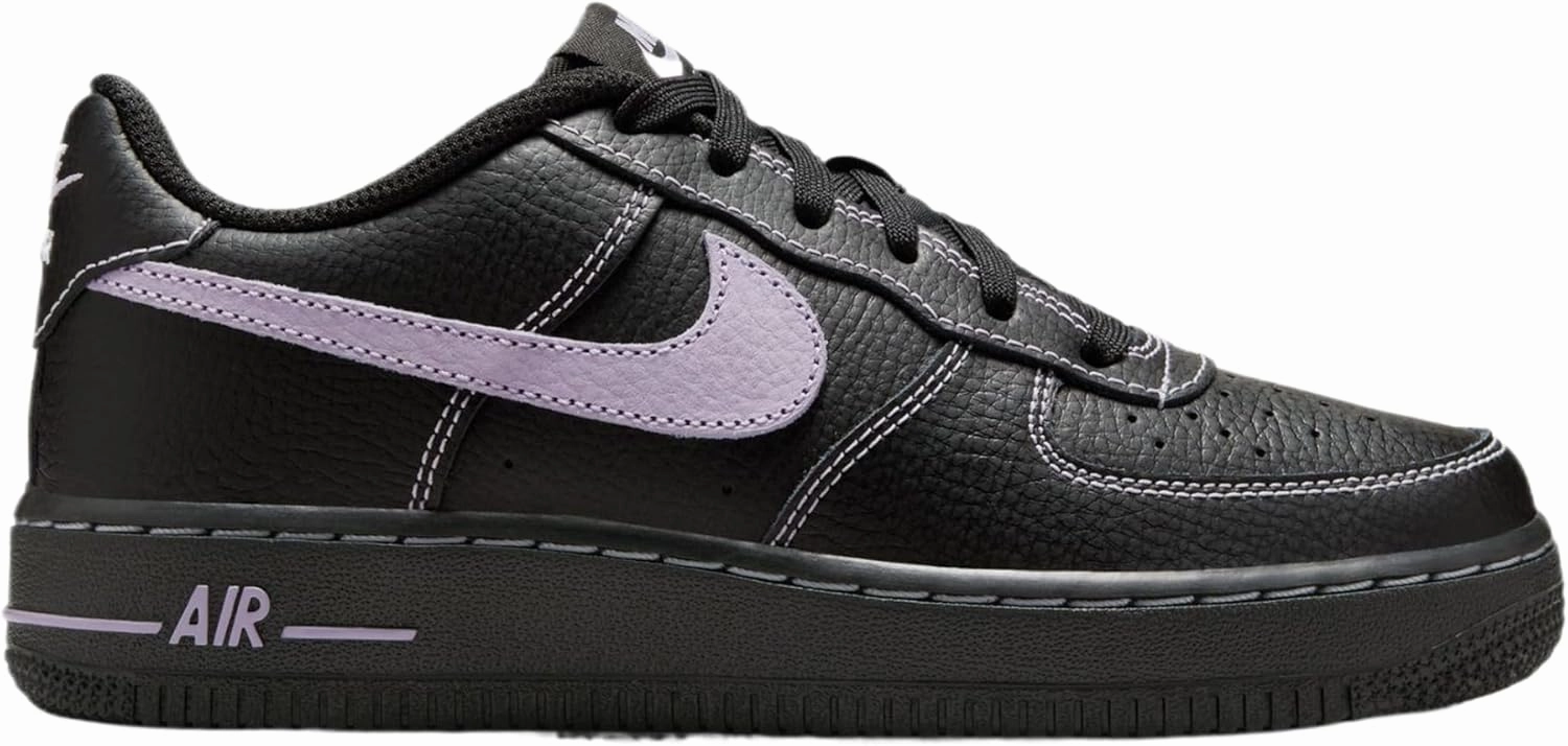Nike Air Force 1 LV8 Grade School Basketball Shoes (Black/Hydrangeas) (HJ4563-001, Black/Purple)