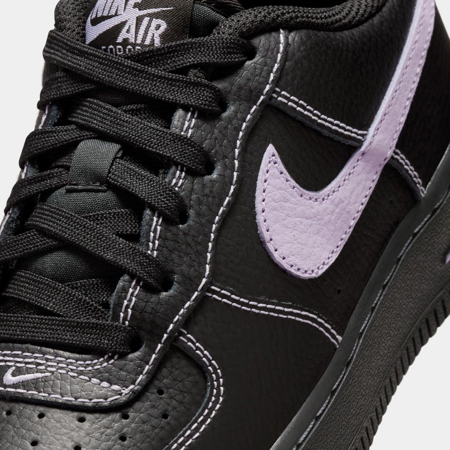 Nike Air Force 1 LV8 Grade School Basketball Shoes (Black/Hydrangeas) (HJ4563-001, Black/Purple)