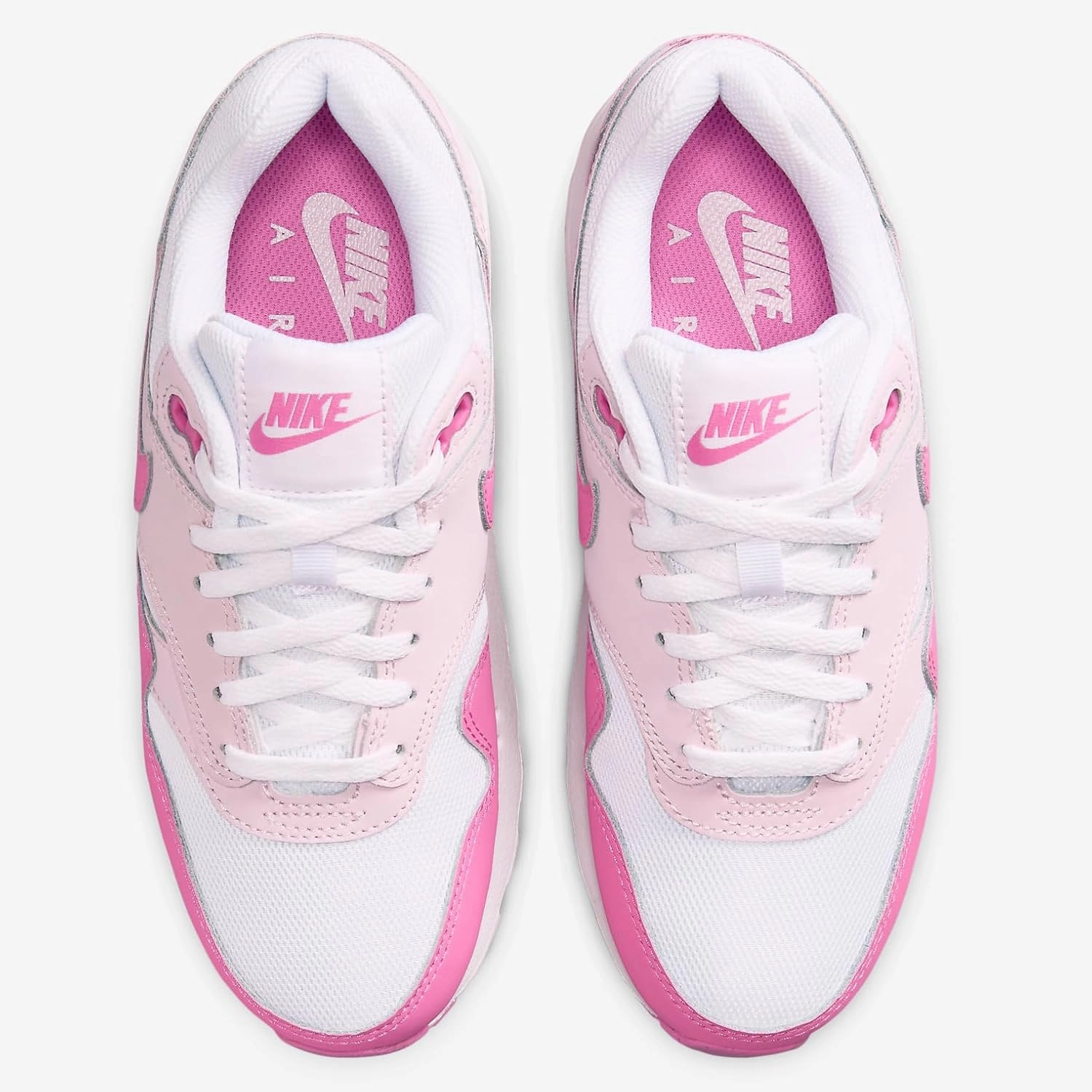 Nike Air Max 1 Big Kids' Shoes (FZ3559-100, White/Pink Foam/Playful Pink)