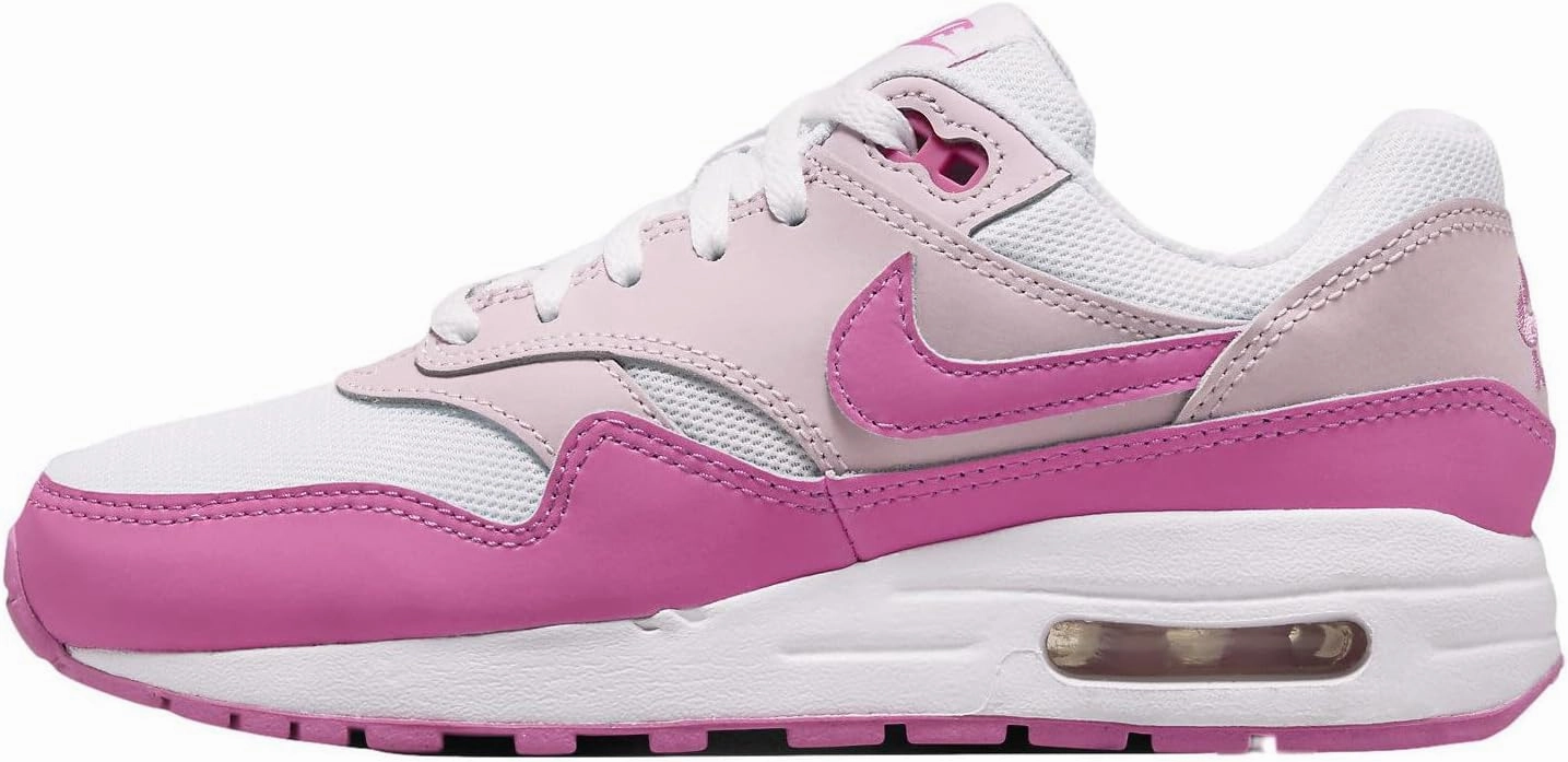 Nike Air Max 1 Big Kids' Shoes (FZ3559-100, White/Pink Foam/Playful Pink)