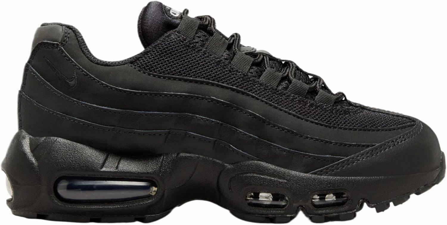 Nike Air Max 95 Grade School Running Shoes (Black/Black/Anthracite/Black) (II4053-001, Grey/White)