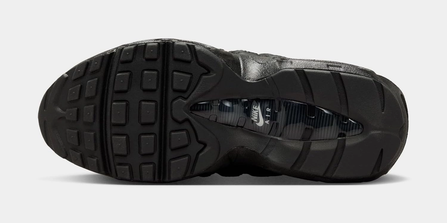 Nike Air Max 95 Grade School Running Shoes (Black/Black/Anthracite/Black) (II4053-001, Grey/White)