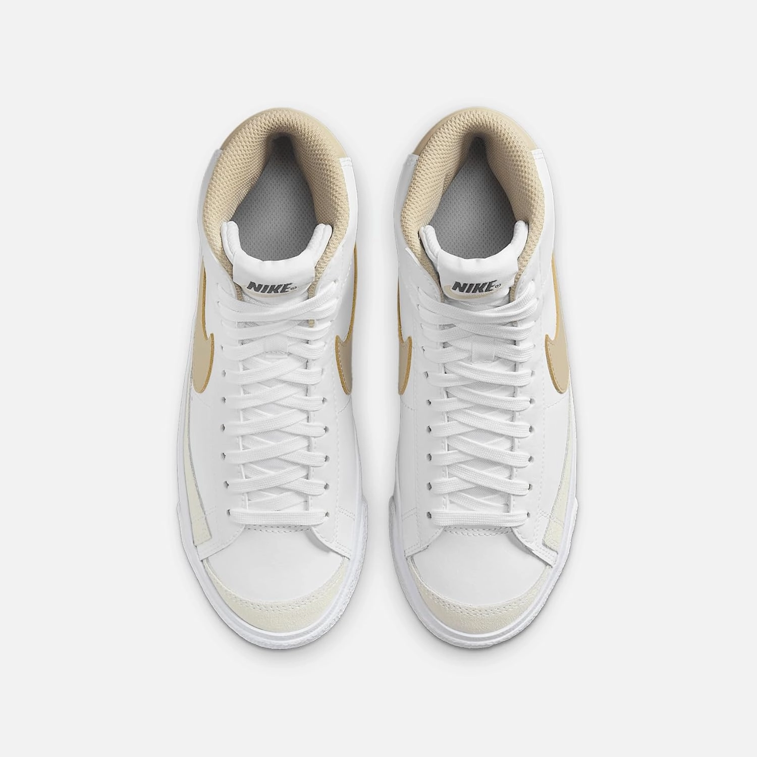 Nike Blazer Mid '77 Big Kids' Shoes (DA4086-127, White/Thunder Blue/Desert Khaki)