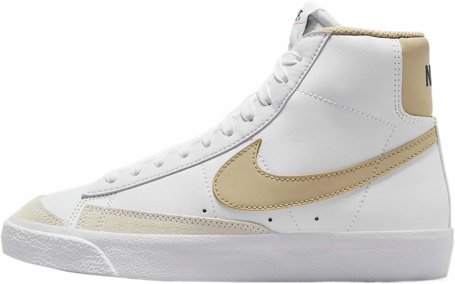 Nike Blazer Mid '77 Big Kids' Shoes (DA4086-127, White/Thunder Blue/Desert Khaki)