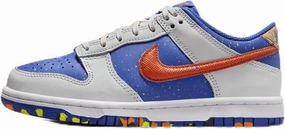 Nike Dunk Low Big Kids' Shoes (HJ9233-025, Photon Dust/Astronomy Blue/Volt/Total Orange) Size 5