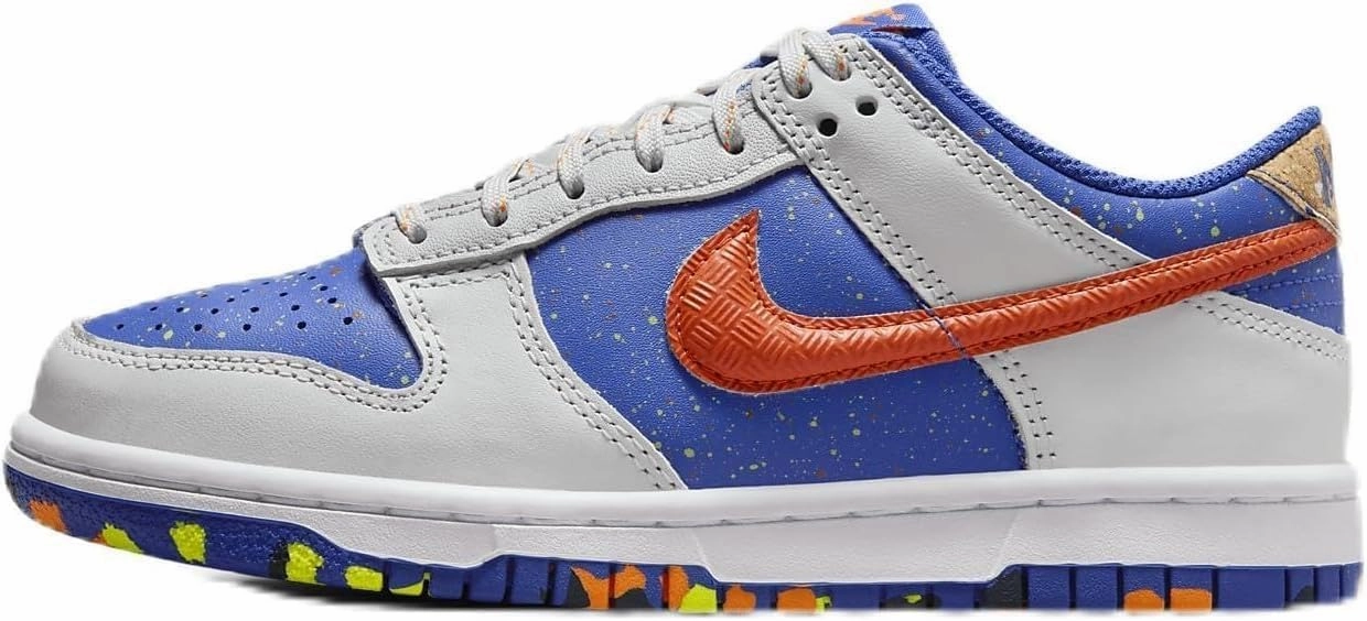 Nike Dunk Low Big Kids' Shoes (HJ9233-025, Photon Dust/Astronomy Blue/Volt/Total Orange) Size 5