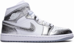 NIKE Jordan Women's Air 1 Mid SE White/Metallic Silver (FN5031 001) - 11.5