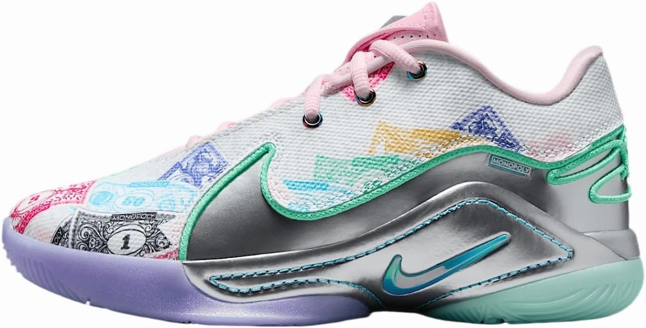 Nike Lebron XXII Currency Big Kids' Basketball Shoes (HV6873-100, White/Green Glow/Pink Foam/Baltic Blue)