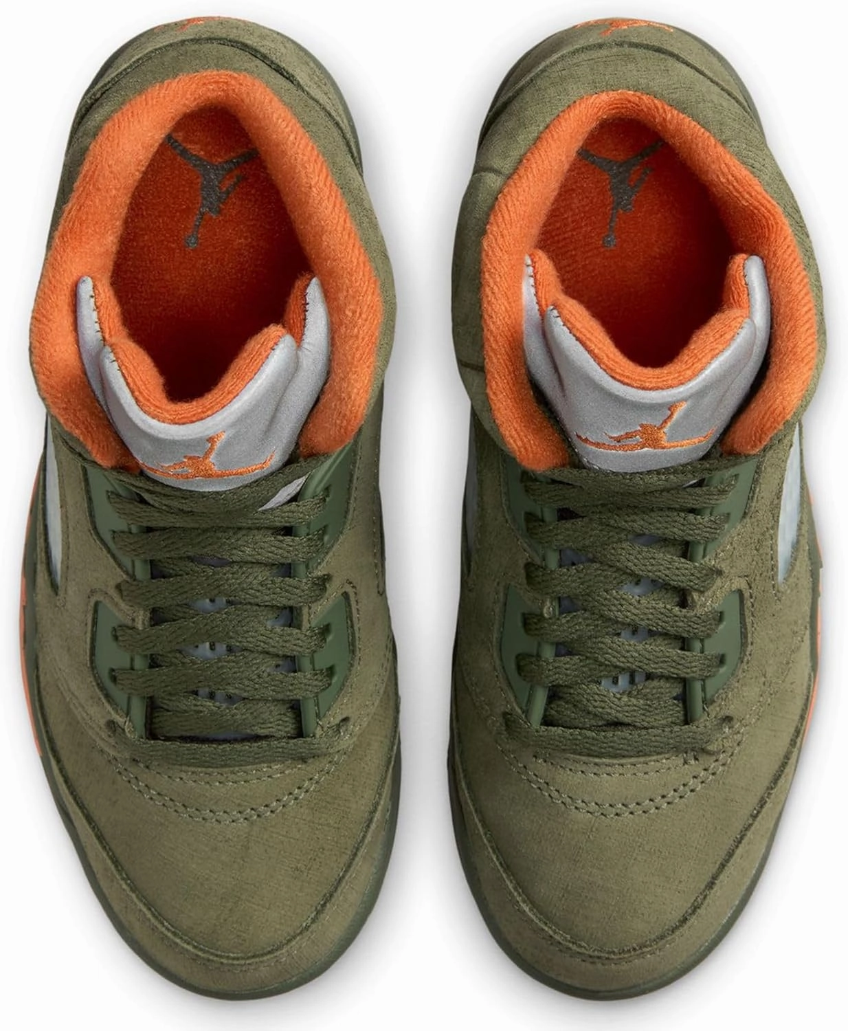 NIKE Preschool Air Jordan 5 Retro 'Olive' Army Olive/Solar Orange (440889 308) PS Little Kids Shoe, White/Gym Red-black