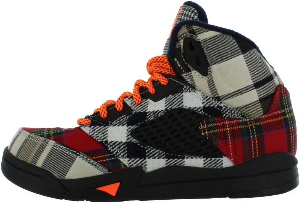 NIKE Preschool Air Jordan 5 Retro 'Olive' Army Olive/Solar Orange (440889 308) PS Little Kids Shoe, White/Gym Red-black