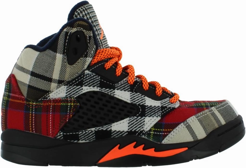 NIKE Preschool Air Jordan 5 Retro 'Olive' Army Olive/Solar Orange (440889 308) PS Little Kids Shoe, White/Gym Red-black