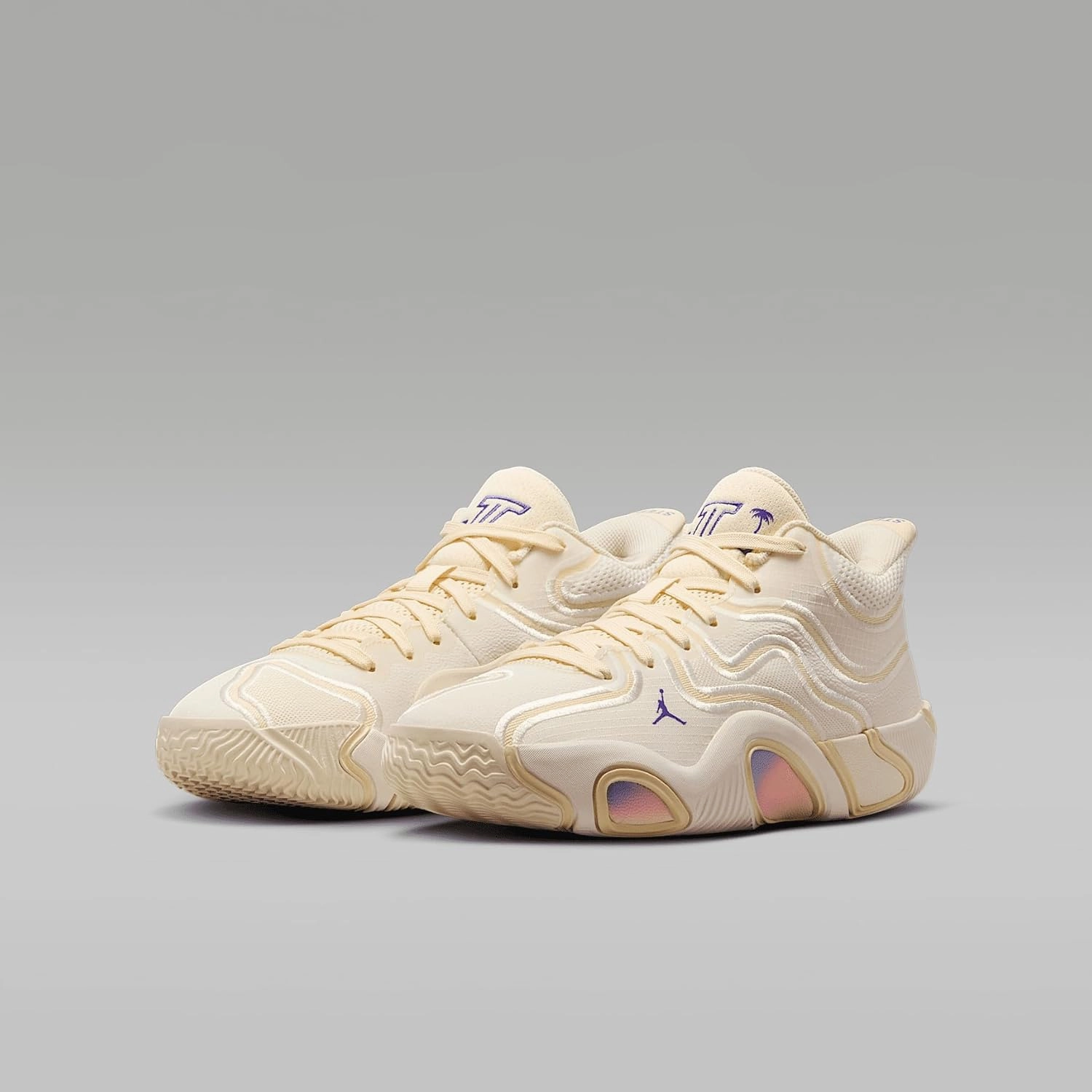 Nike Tatum 3 Big Kids' Basketball Shoes (HV5893-100, Sail/Muslin/Pale Ivory/Dark Iris)