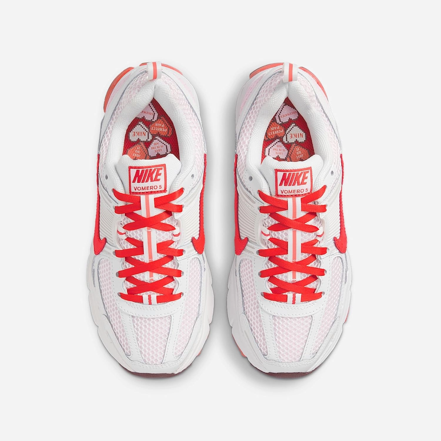 Nike Vomero 5 Big Kids' Shoes (HV5171-121, Summit White/Pink Foam/Dark Team Red/Light Crimson)