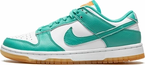 Nike Women's Dunk Low shoes, White/Turquoise-orange, 7.5