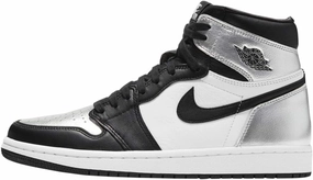 NIKE Women's Jordan 1 High Og Toe Metallic, Black Silver White Bl, 11