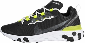 Nike Womens React Element 55 SE Running Trainers CN3591 Sneakers Shoes (UK 3.5 US 6 EU 36.5, Black White Lemon Venom 001)