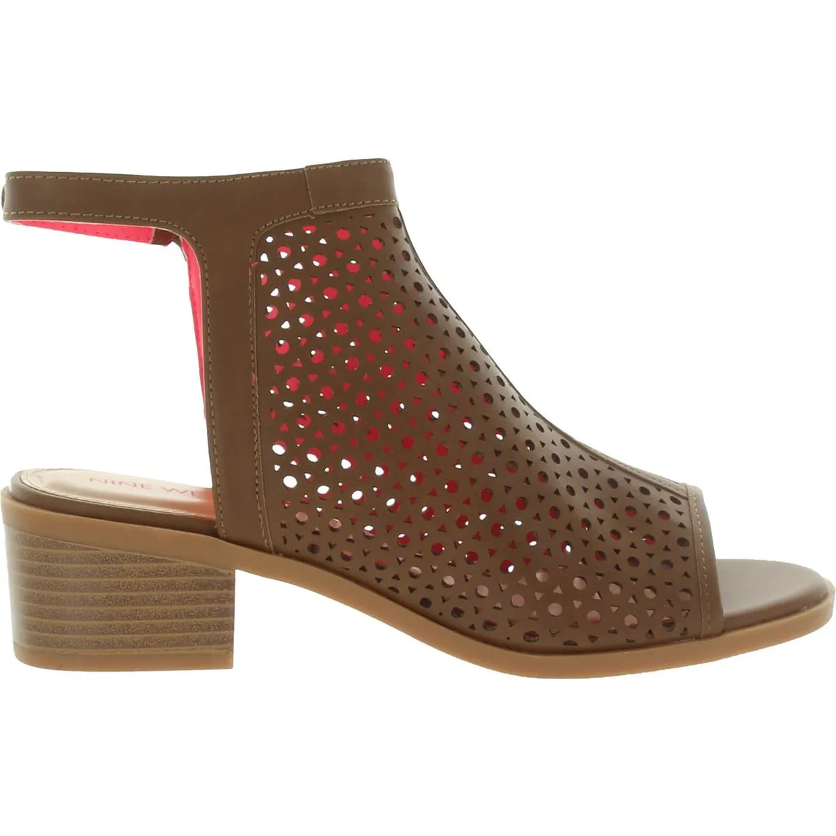 Nile Girls Laser Cut Faux Leather Block Heel