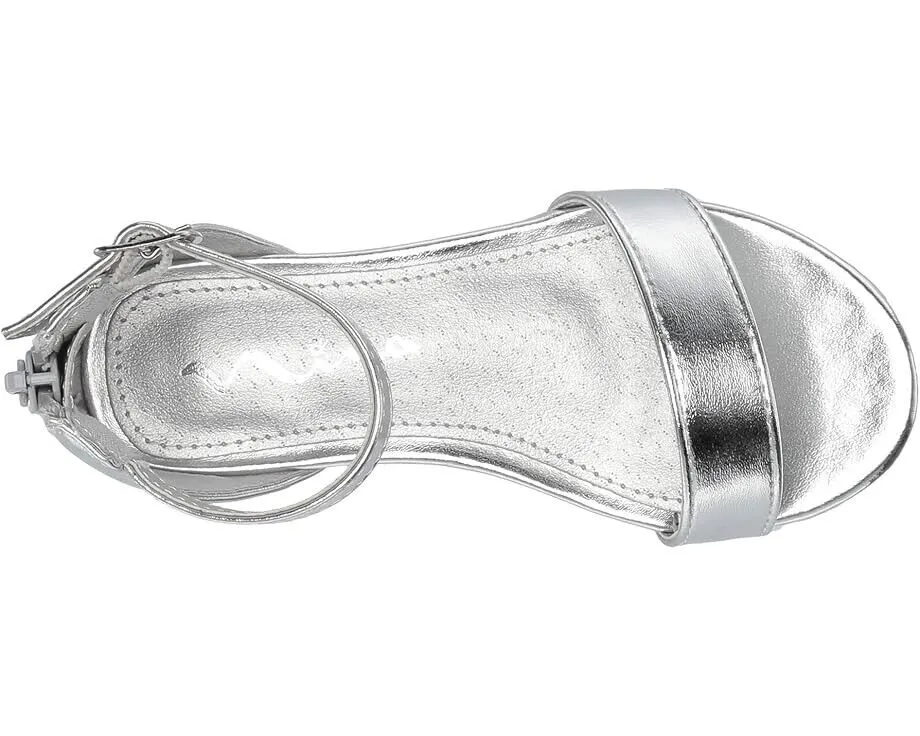 Nina Hidi-T Sandals Girls US 12 Silver Metallic Ankle Strap Block Heel FZP437