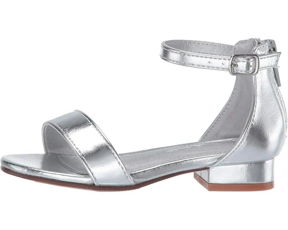 Nina Hidi-T Sandals Girls US 12 Silver Metallic Ankle Strap Block Heel FZP437