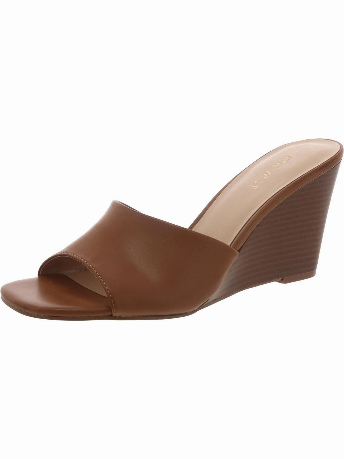 Niya Womens Faux Leather Printed Wedge Sandals