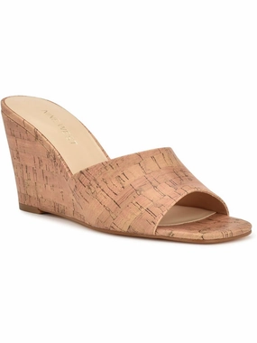 Niya Womens Faux Leather Printed Wedge Sandals