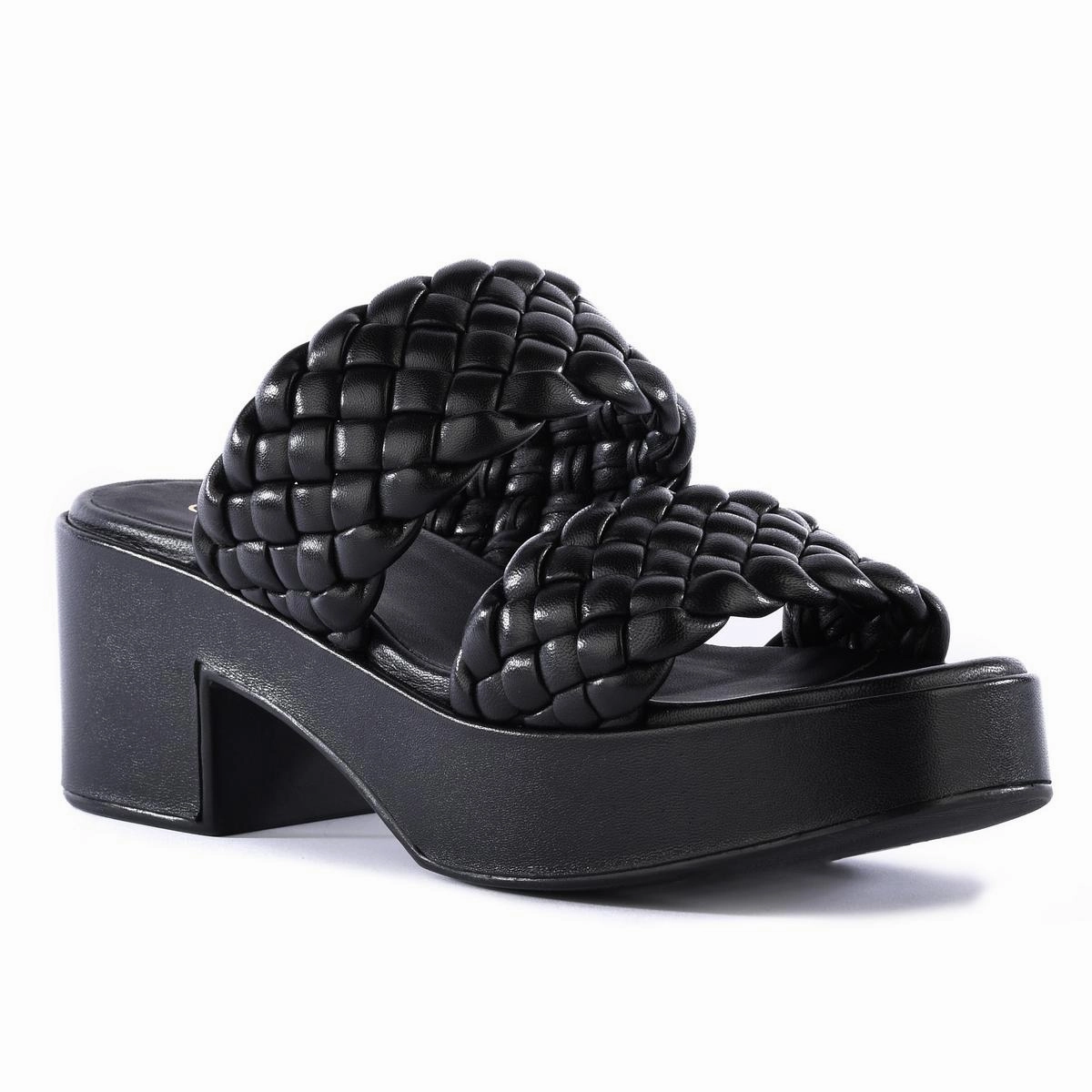Novelty Womens Leather Woven Heel Sandals
