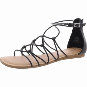 OKENNA Womens Laceless Faux Leather Strappy Sandals