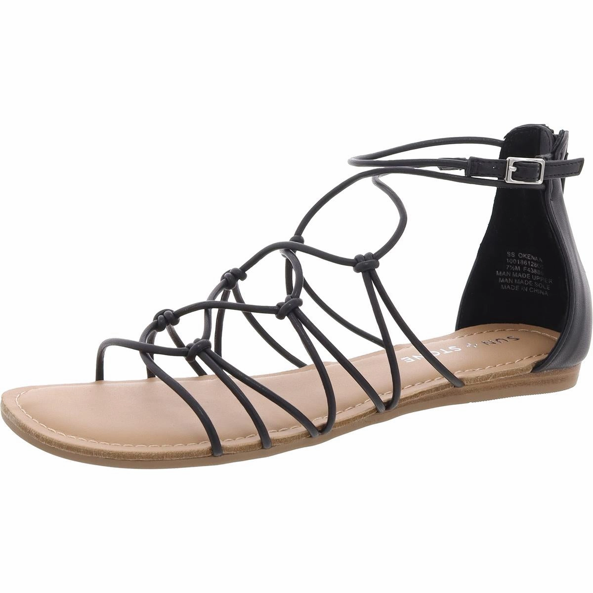 OKENNA Womens Laceless Faux Leather Strappy Sandals