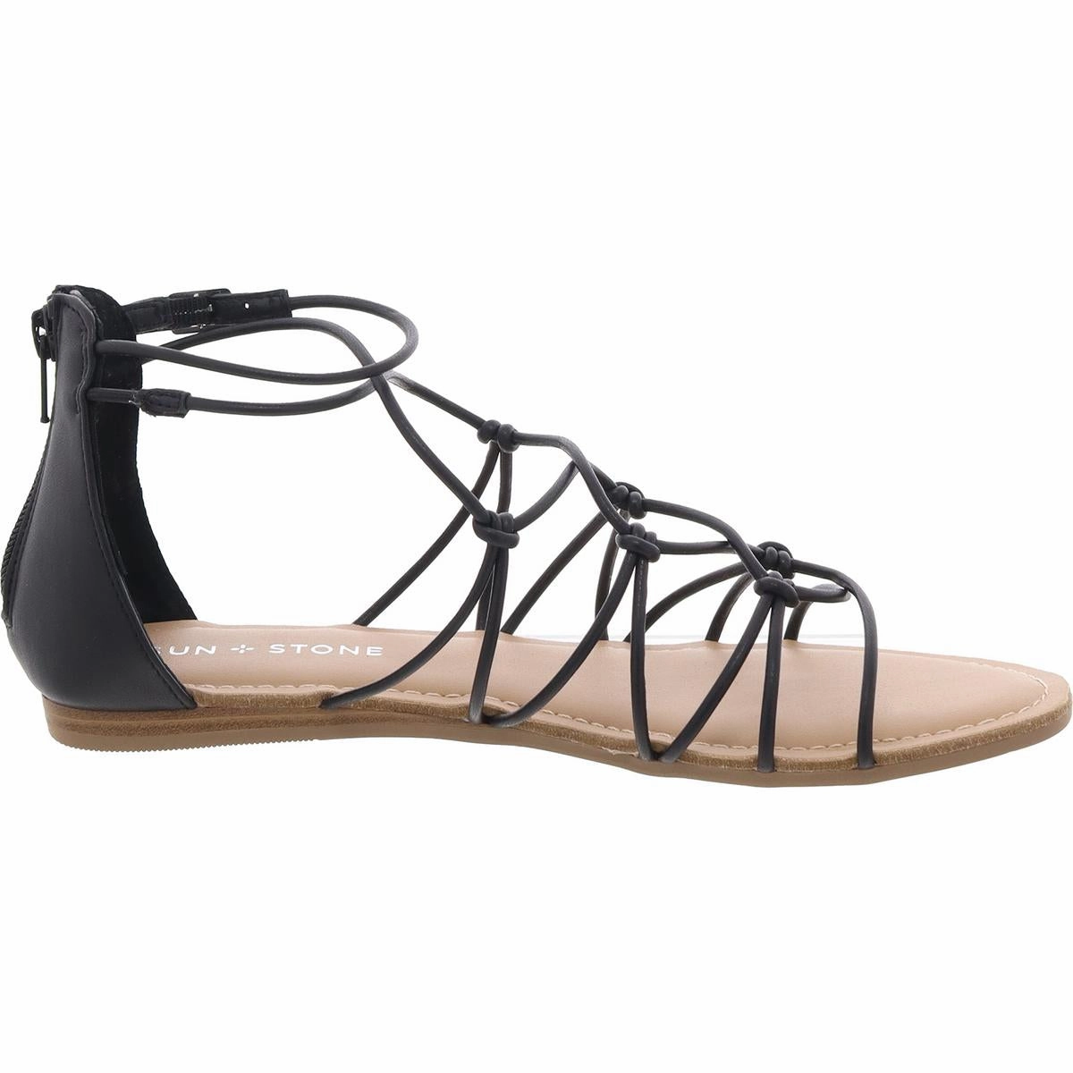 OKENNA Womens Laceless Faux Leather Strappy Sandals