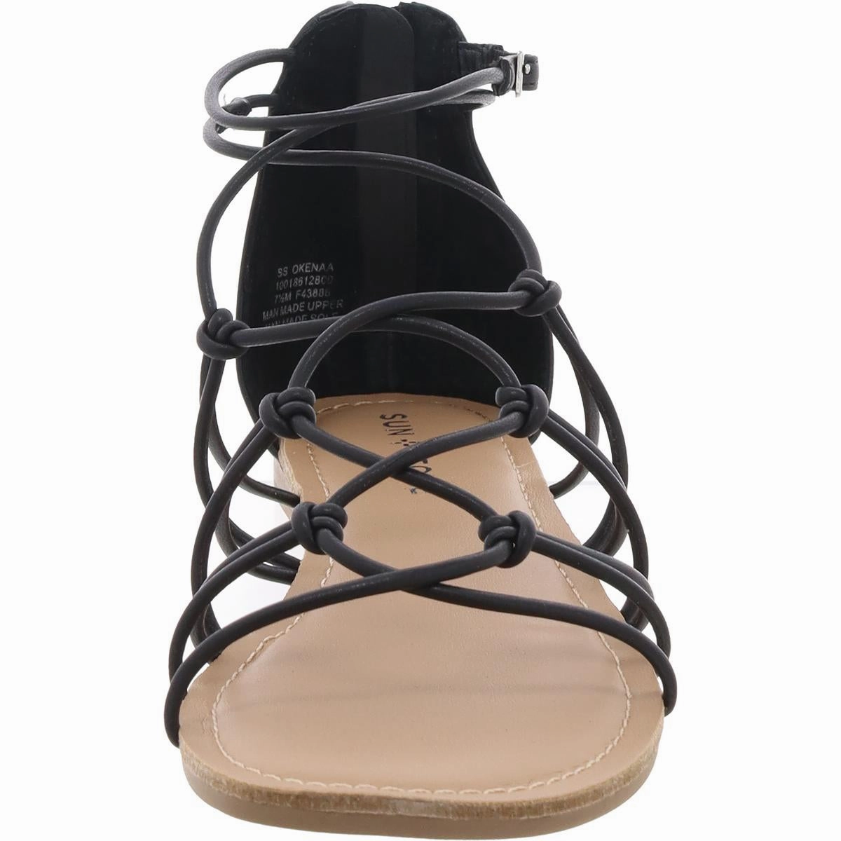 OKENNA Womens Laceless Faux Leather Strappy Sandals