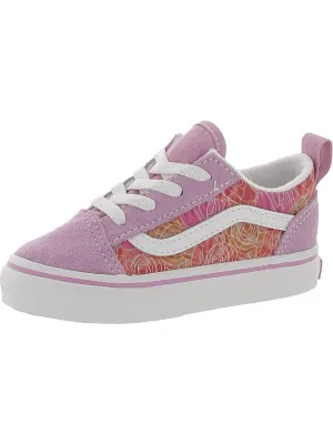 Old Skool Elas Girls Leather Toddler Casual and Fashion Sneakers