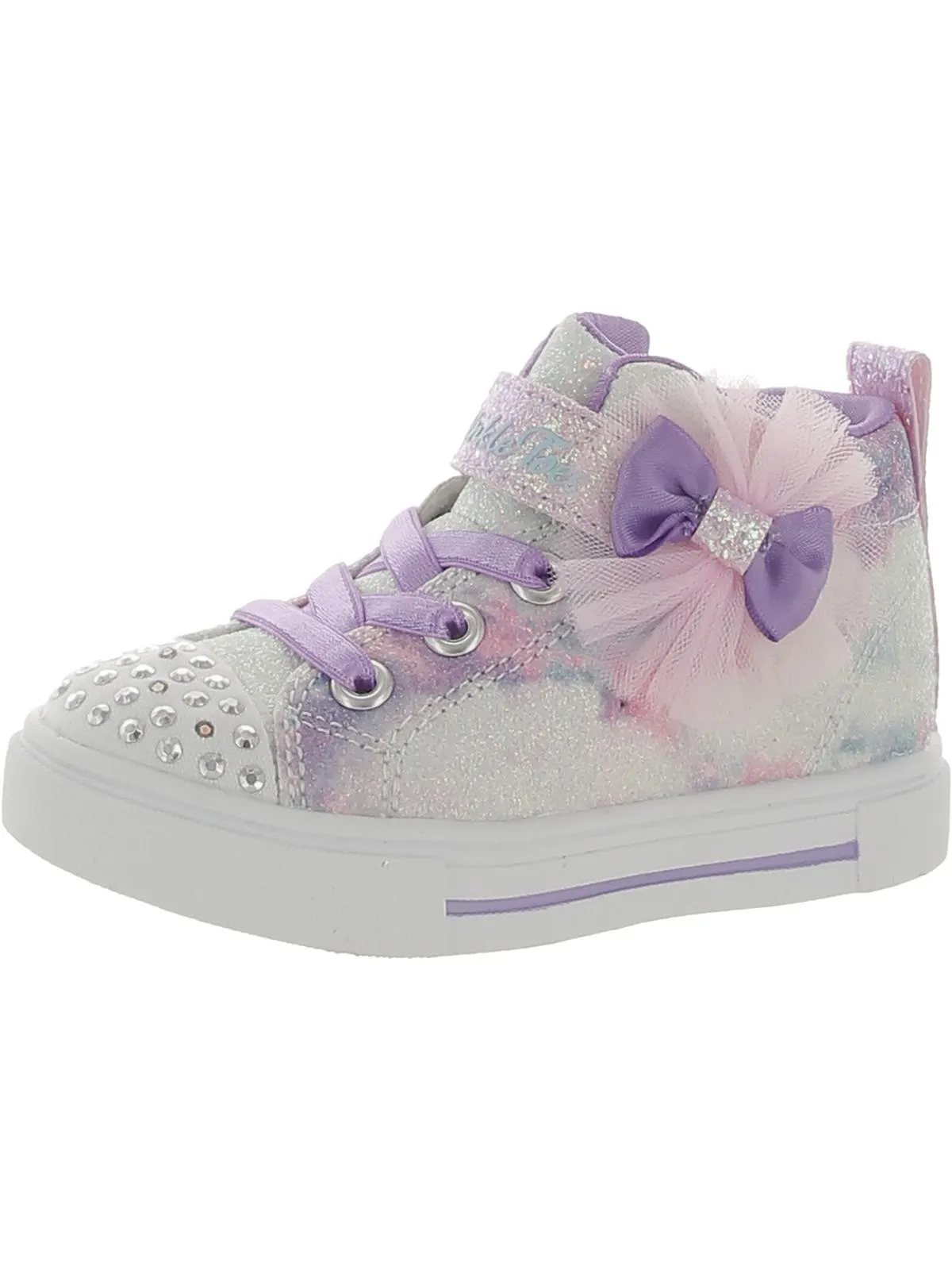 Ombre Dazzle Girls Faux Leather Glitter Light-Up Shoes