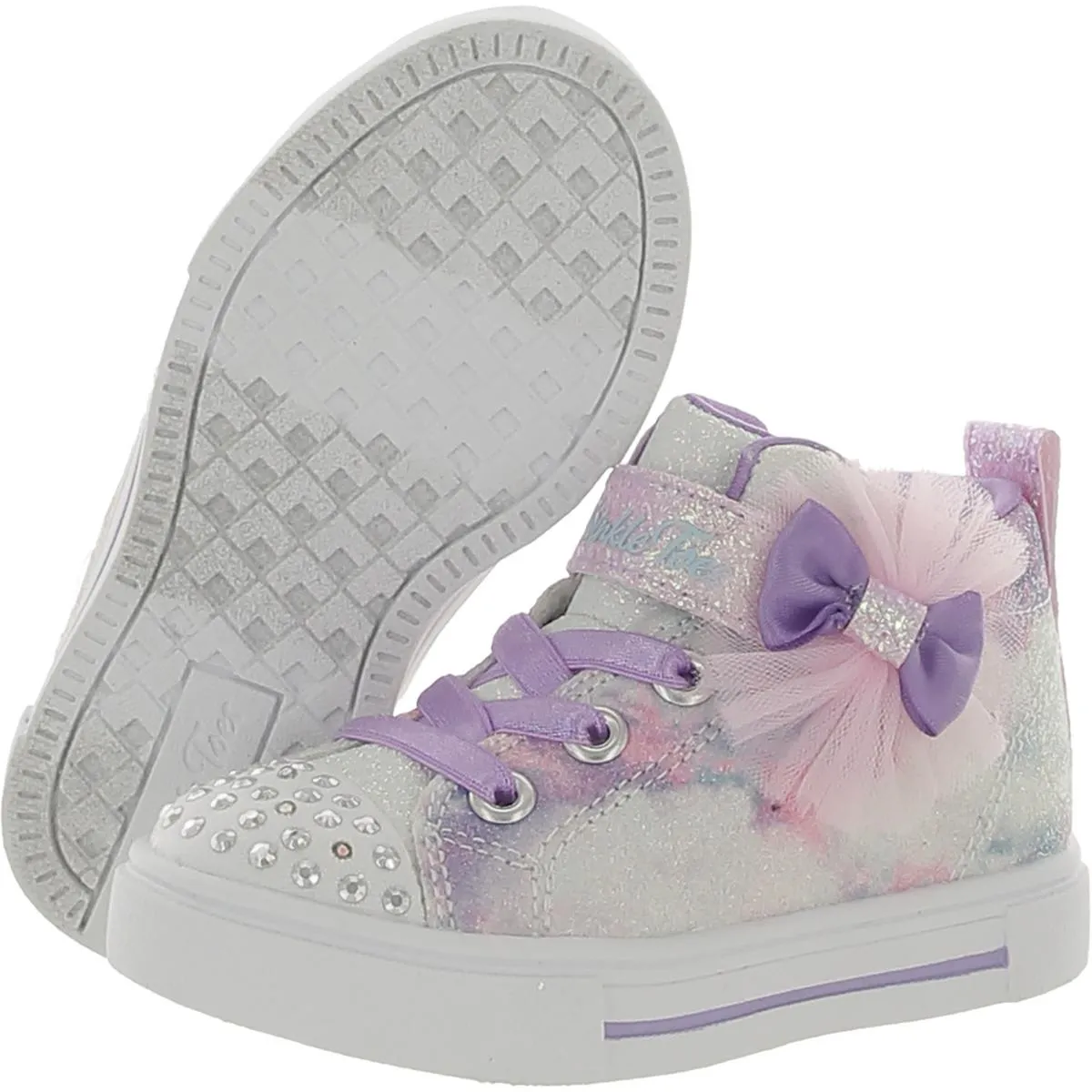 Ombre Dazzle Girls Faux Leather Glitter Light-Up Shoes