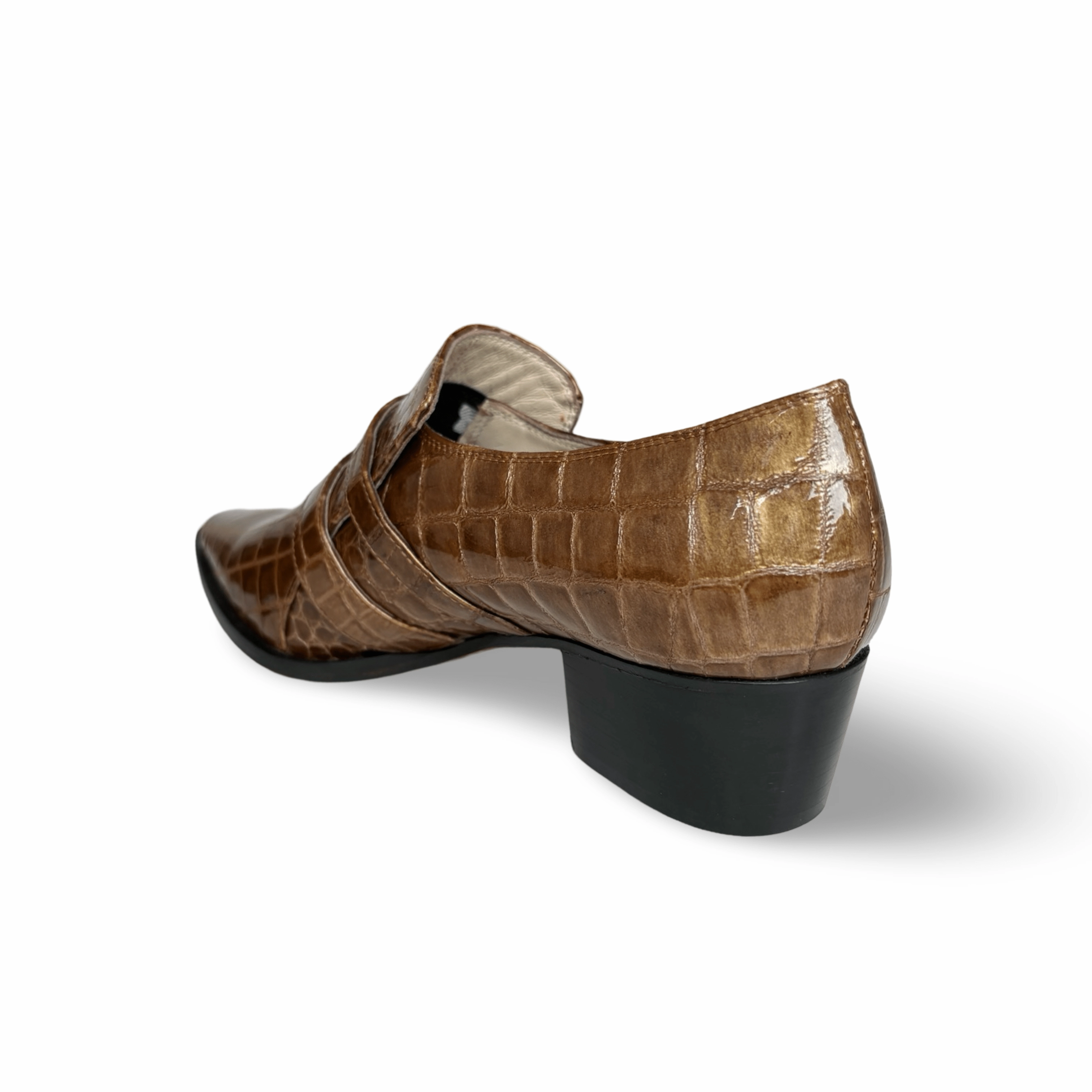 Palagio Patent Taupe Croc Buckle
