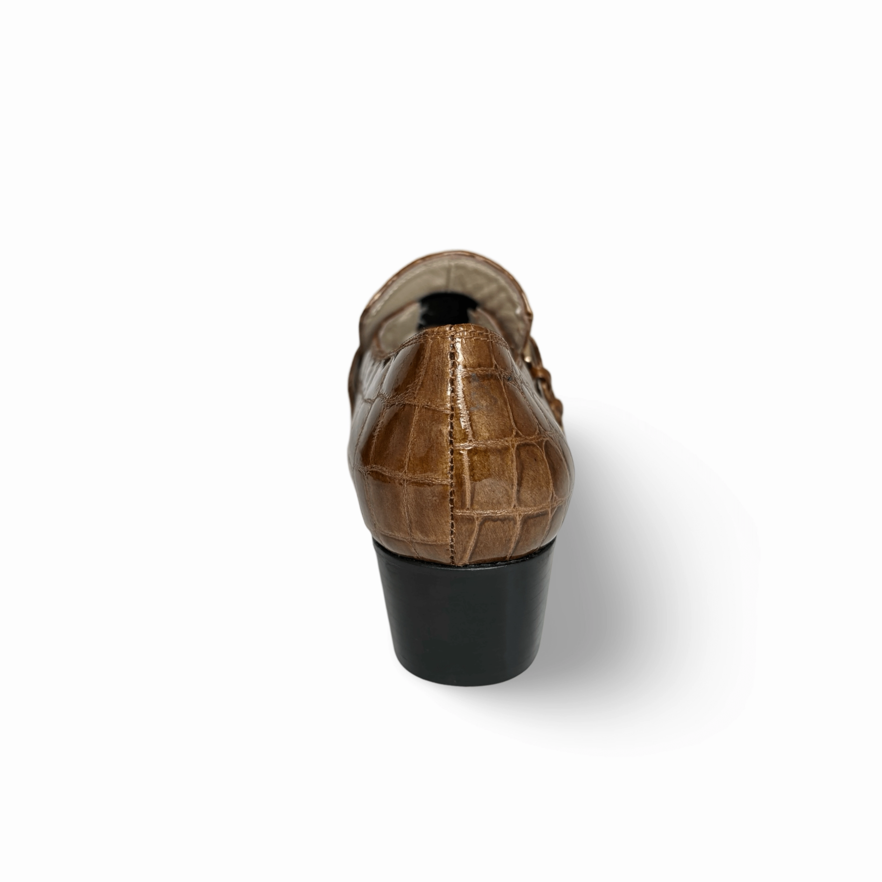 Palagio Patent Taupe Croc Buckle