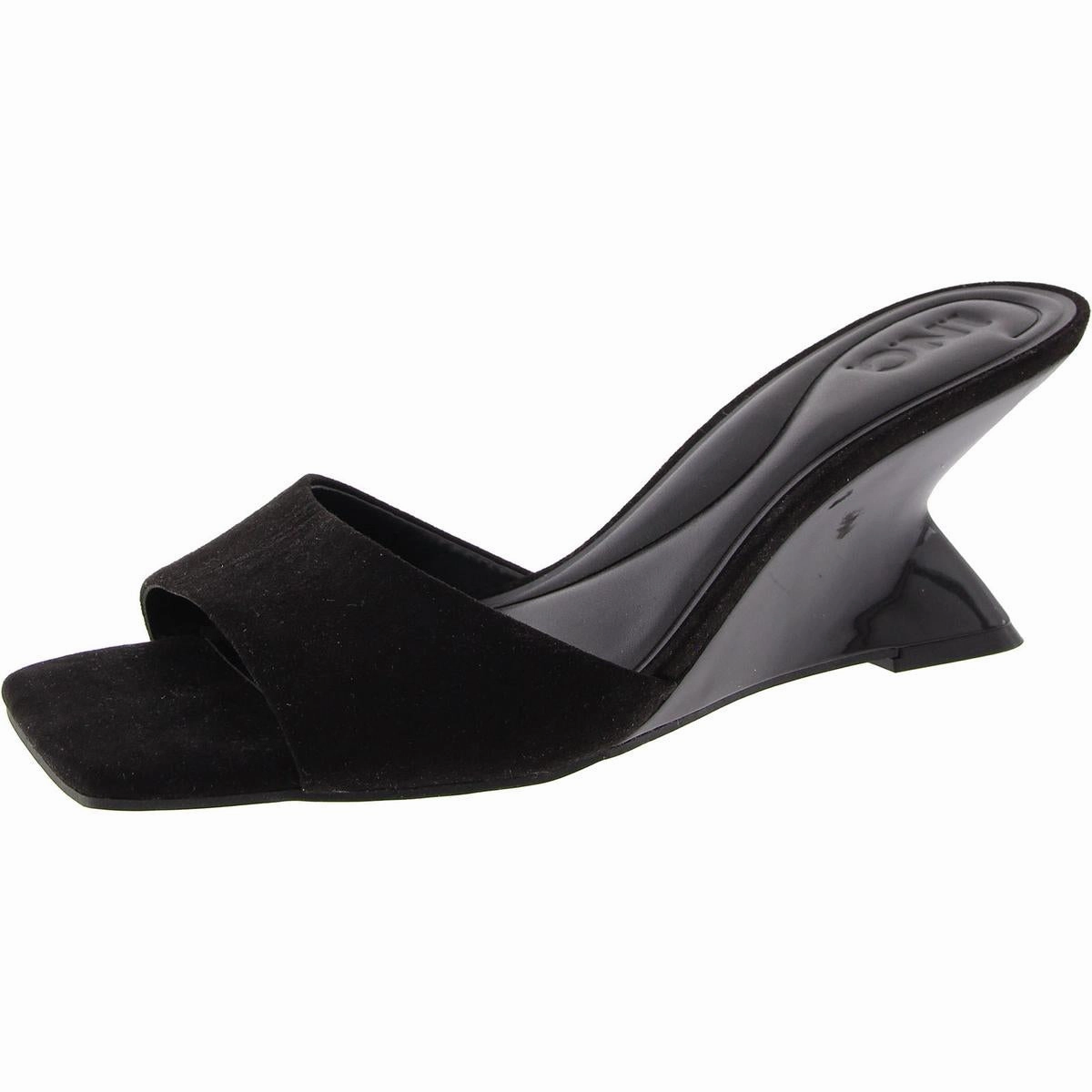 Patrise Womens Faux Leather Square Toe Slide Sandals