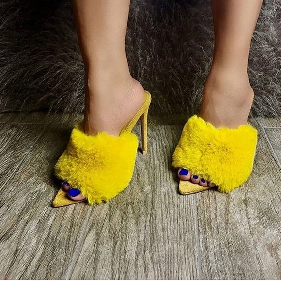 Penelope Fur Stiletto Mules