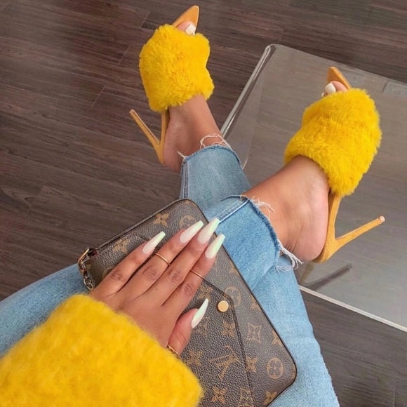 Penelope Fur Stiletto Mules