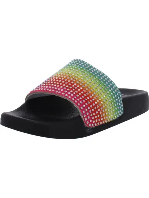 Peymin  Girls Embellished Metallic Pool Slides