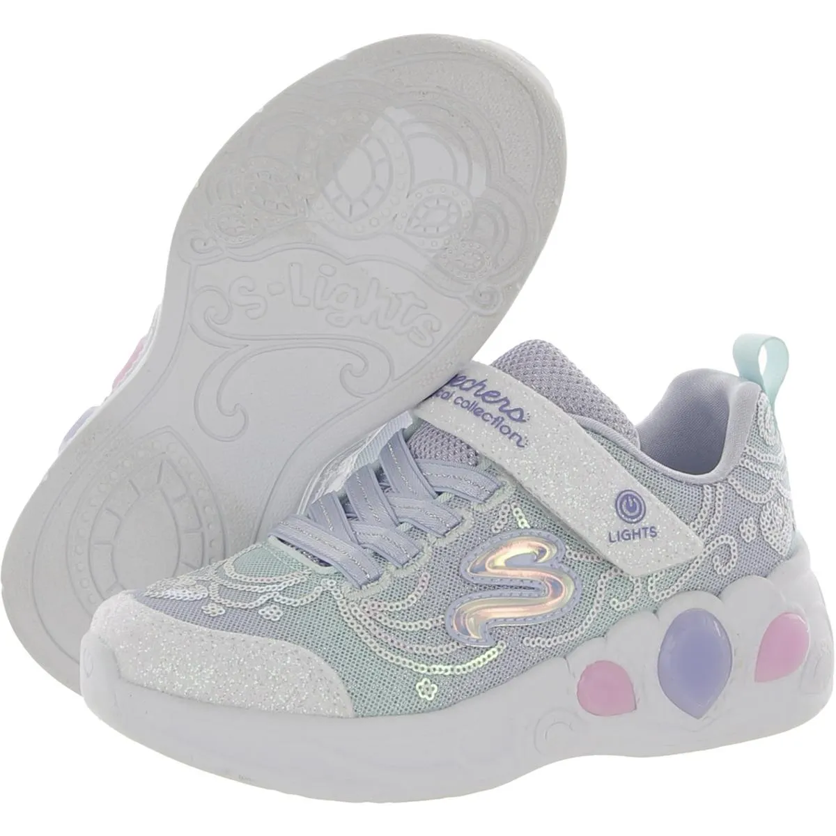 Princess Wishes Girls Glitter Slip On Light-Up Shoes