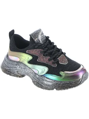 Prismatic Girls Metallic Glitter Casual and Fashion Sneakers